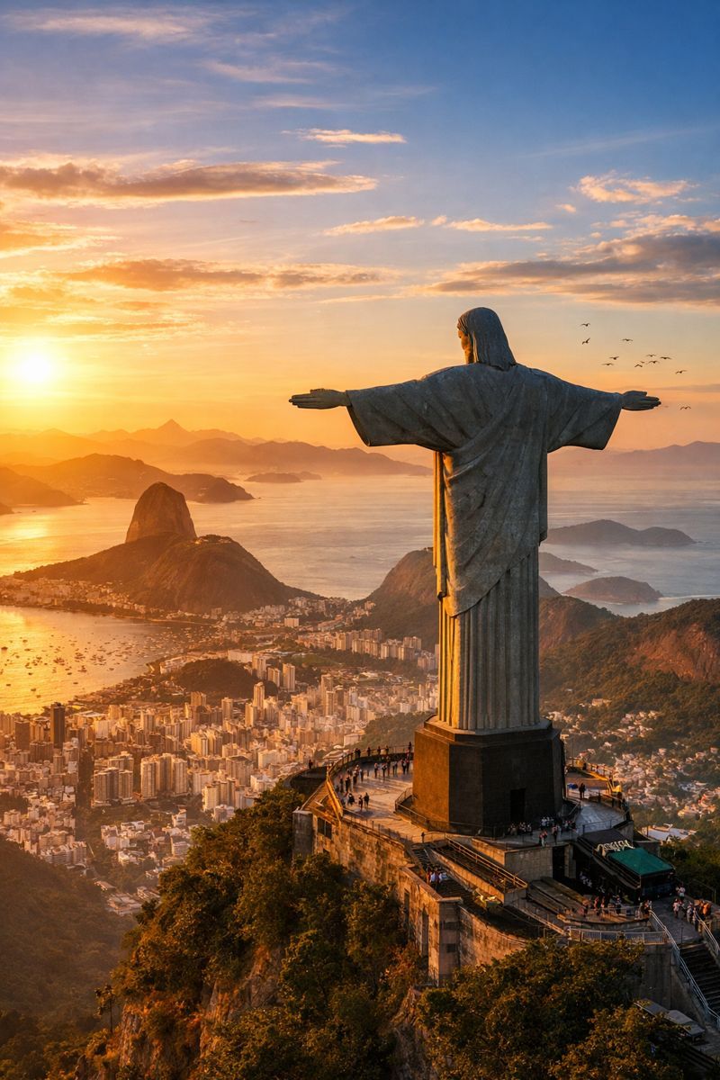Vista panorámica de Río de Janeiro con el Pan de Azúcar y la bahía de Guanabara